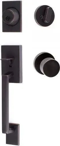 Sure-Loc Koln Handleset With Round Thumb Turn, Bergen Round Knob Interior Trim Vintage Bronze