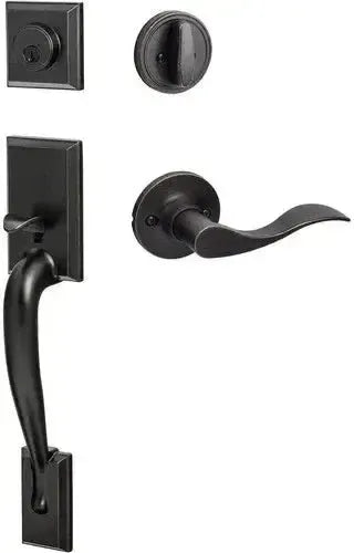 Sure-Loc Madison Handleset With Snowbird Lever Interior Trim in Vintage Bronze finish