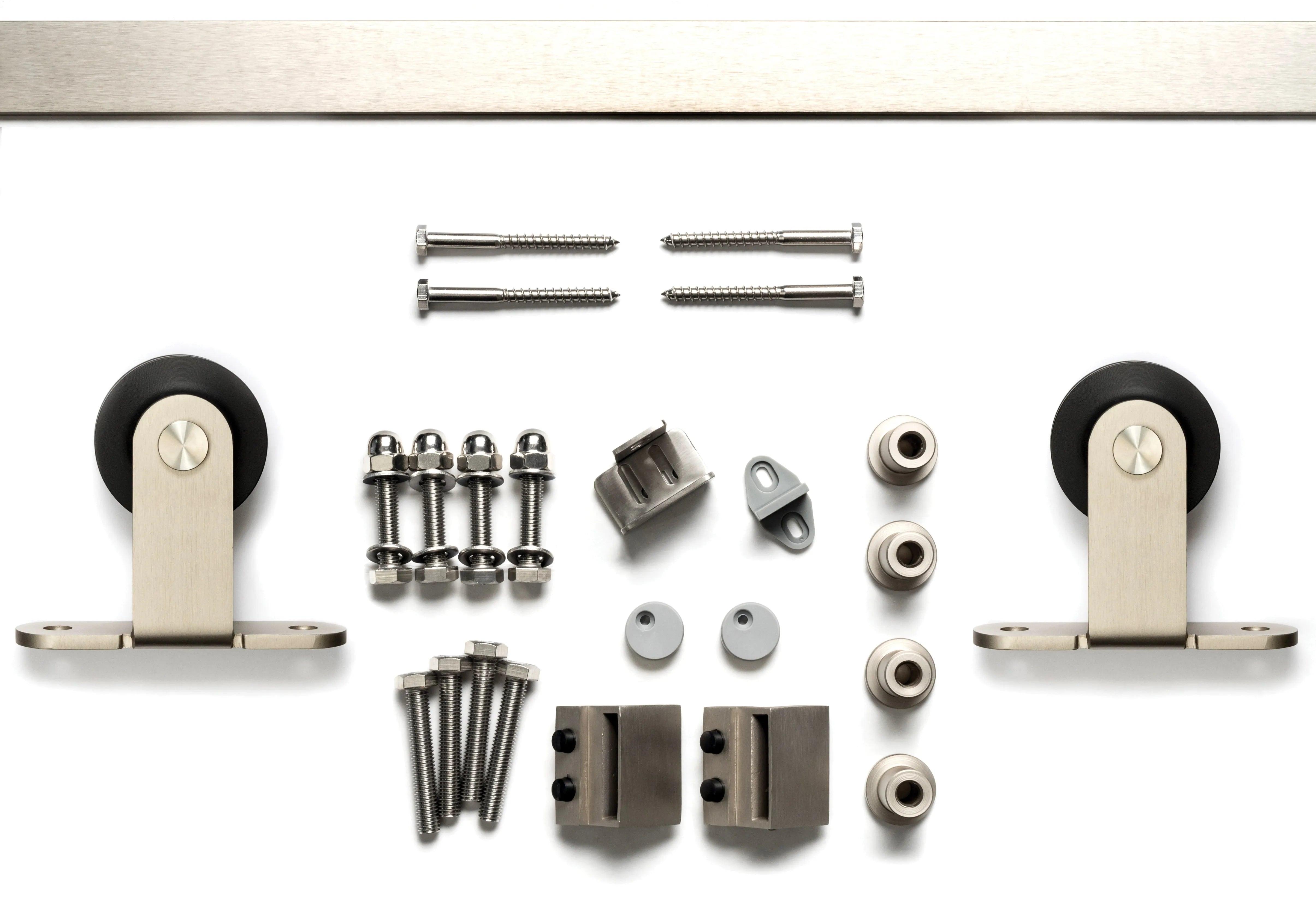 The Sure-Loc Barn Door Track System, Top Mounted Roller, 72" in Satin Nickel finish