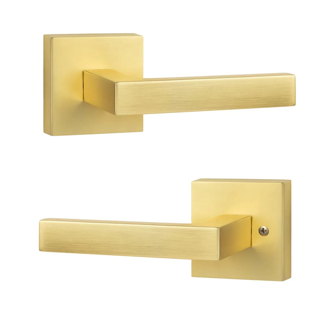 Sure-Loc Sienna Lever with Square Rosette in Satin Brass finish