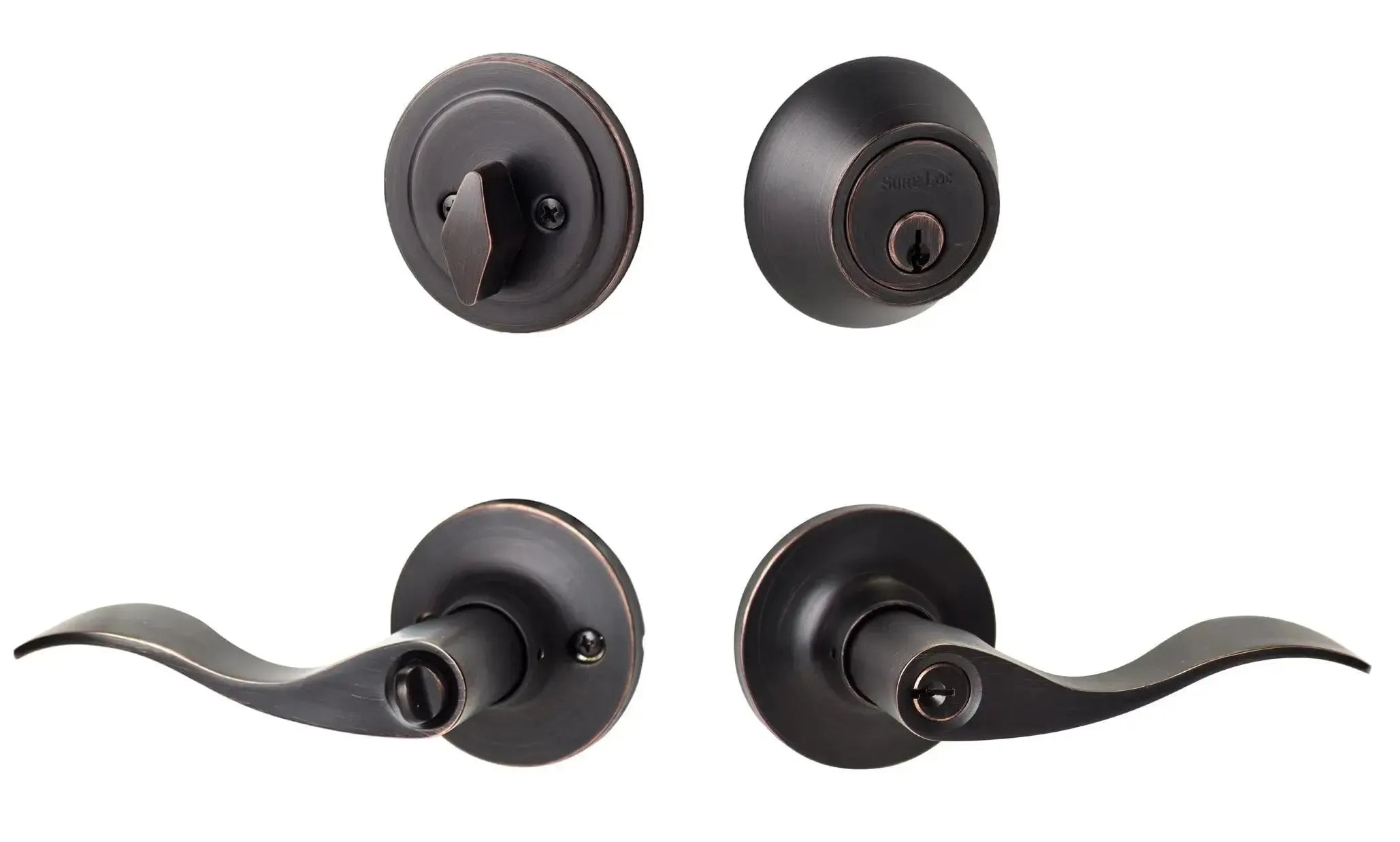 Sure-Loc Snowbird Entry Lever With KA Deadbolt in Vintage Bronze finish