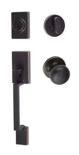 Sure-Loc Stockholm Handleset With Durango Knob Interior Trim in Vintage Bronze finish