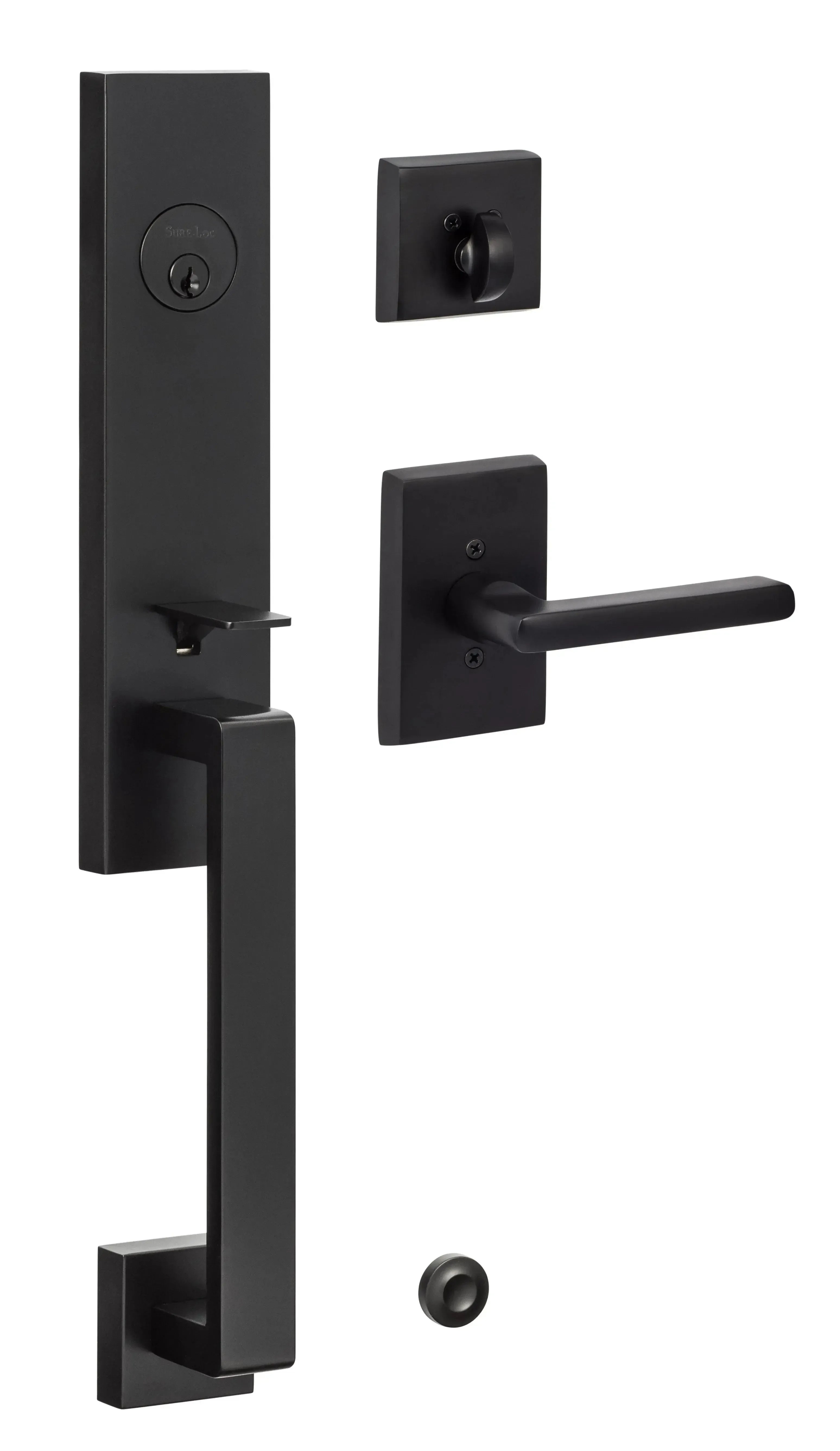 Sure-Loc Turin Handleset With Logan Lever Handleset Trim in Flat Black finish