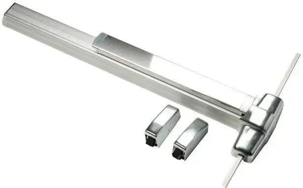 Von Duprin 3' Fire Rated Surface Vertical Rod Grooved Case Exit Device in Satin Chrome finish