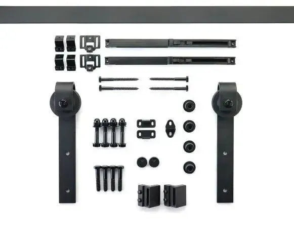 Yale Expressions 96" Barn Door Flat Track Hardware Kit in Black finish