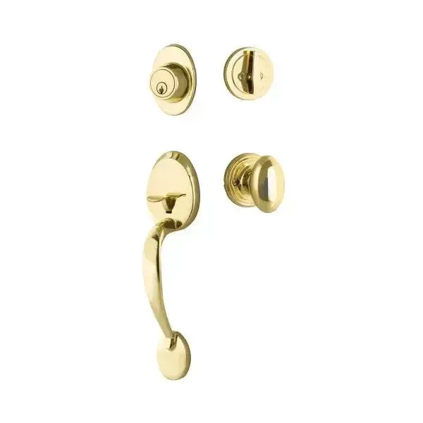Yale Expressions Maguire Entry Set with Auburn Knob in Polished Brass finish