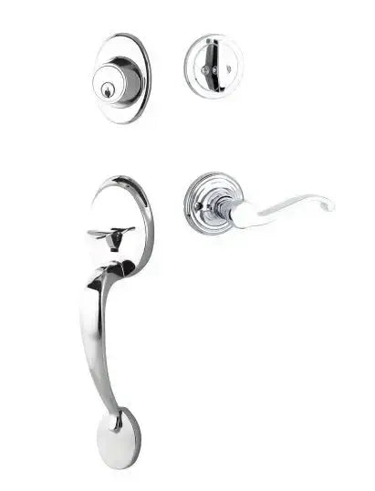 Yale Expressions Maguire Entry Set with Farmington Lever & Kwikset Keyway in Polished Chrome finish