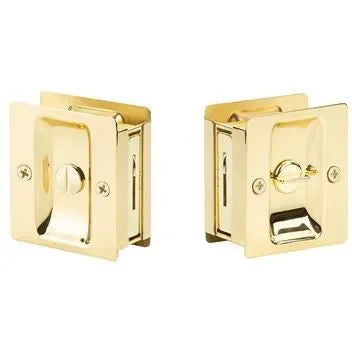 Yale Expressions Square Pocket Door Privacy Lock in Polished Brass finish