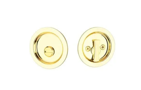 Yales Expressions Privacy Tubular Round Pocket Door Lock in Polished Brass finish