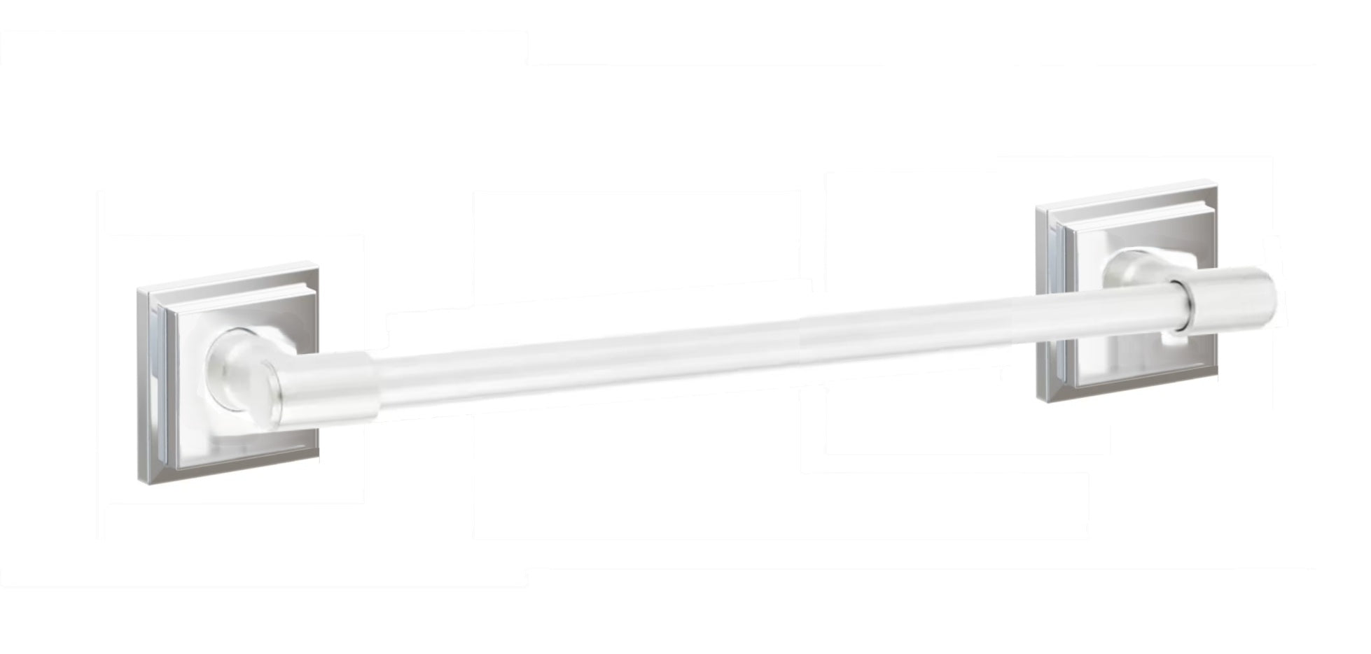 Emtek Transitional Brass Towel Bar with Step Square Rosette