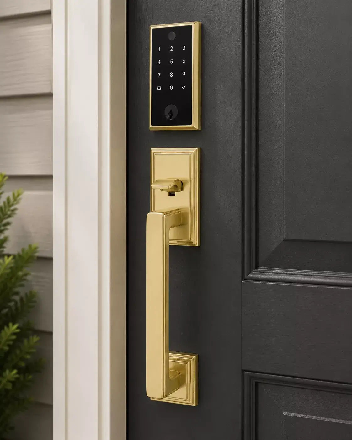 Emtek EMPowered 2 Touch Entry Set with Hamden Grip and Providence Knob in finish