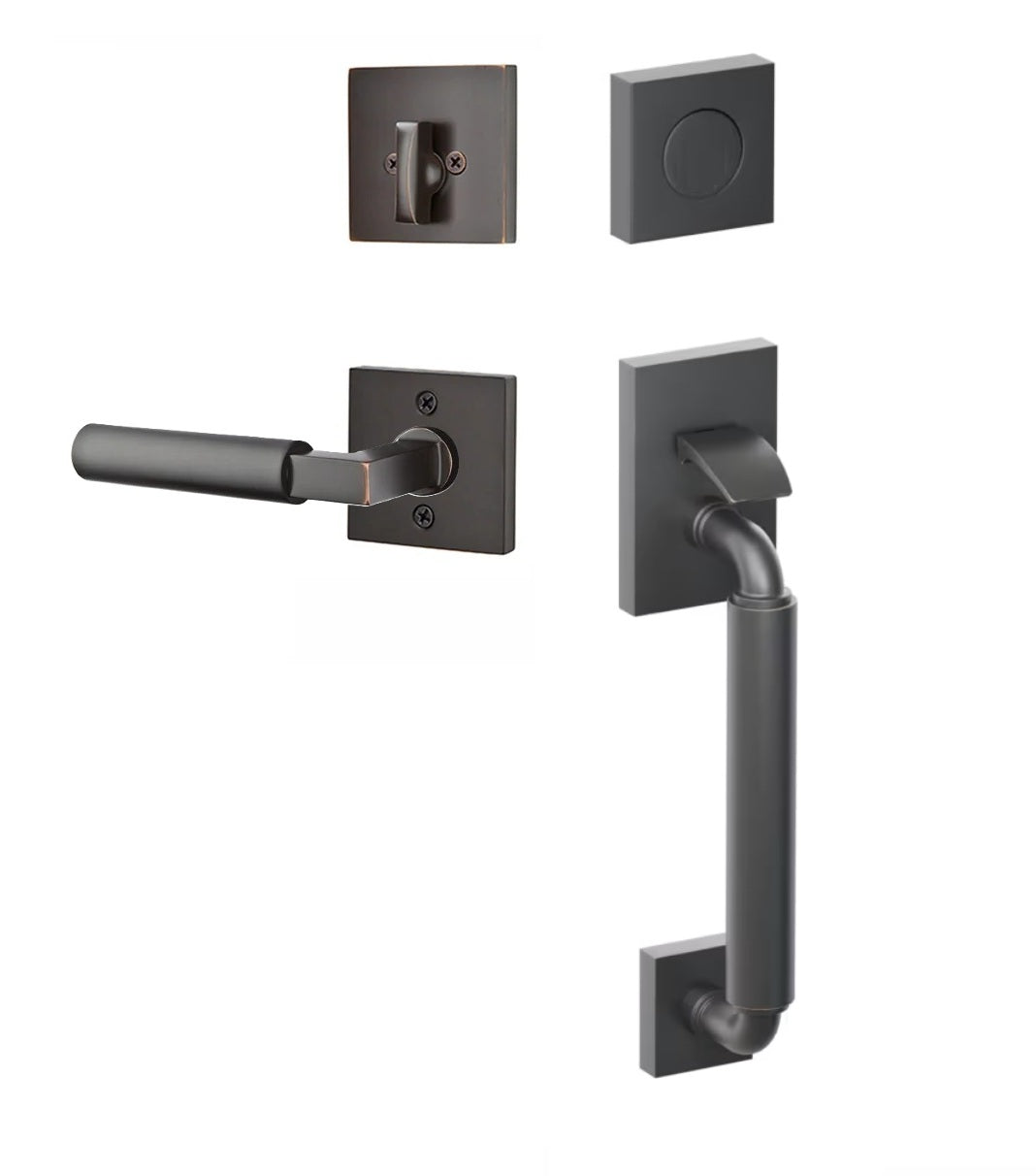 Emtek SELECT R-Bar Stem, Smooth Grip Sectional Tubular Entry Set with Hercules Lever