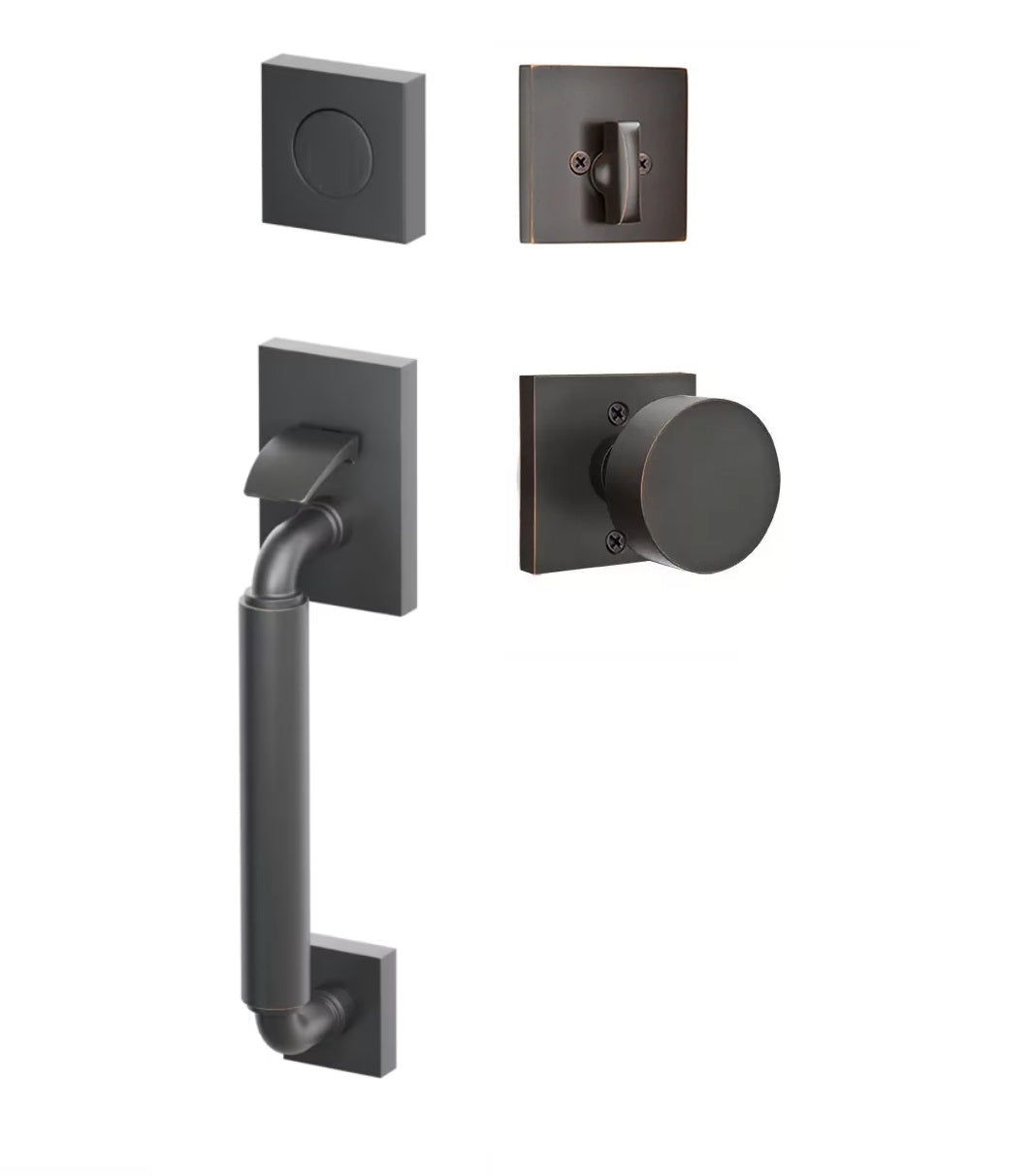 Emtek SELECT R-Bar Stem, Smooth Grip Sectional Tubular Entry Set with Round Knob