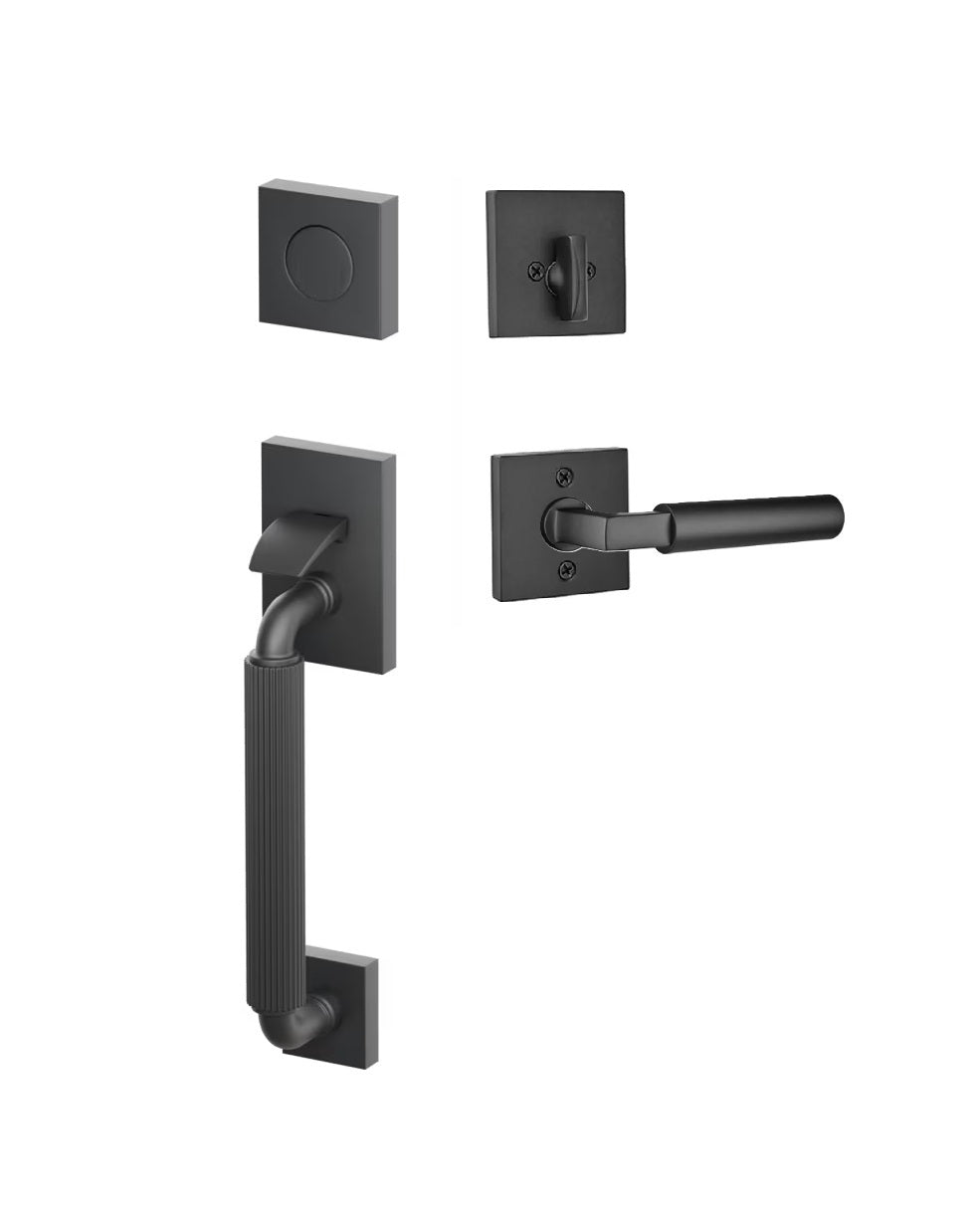 Emtek SELECT R-Bar Stem, Straight Knurled Grip Sectional Tubular Entry Set with Hercules Lever
