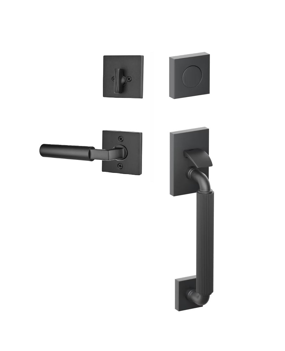 Emtek SELECT R-Bar Stem, Straight Knurled Grip Sectional Tubular Entry Set with Hercules Lever