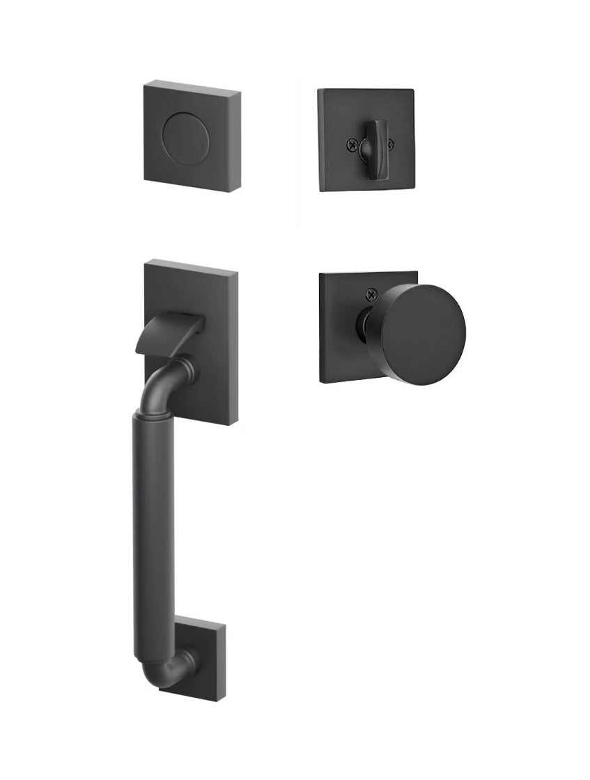 Emtek SELECT R-Bar Stem, Smooth Grip Sectional Tubular Entry Set with Round Knob