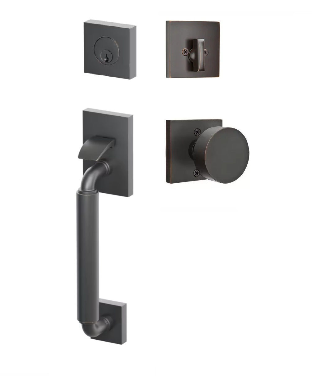 Emtek SELECT R-Bar Stem, Smooth Grip Sectional Tubular Entry Set with Round Knob
