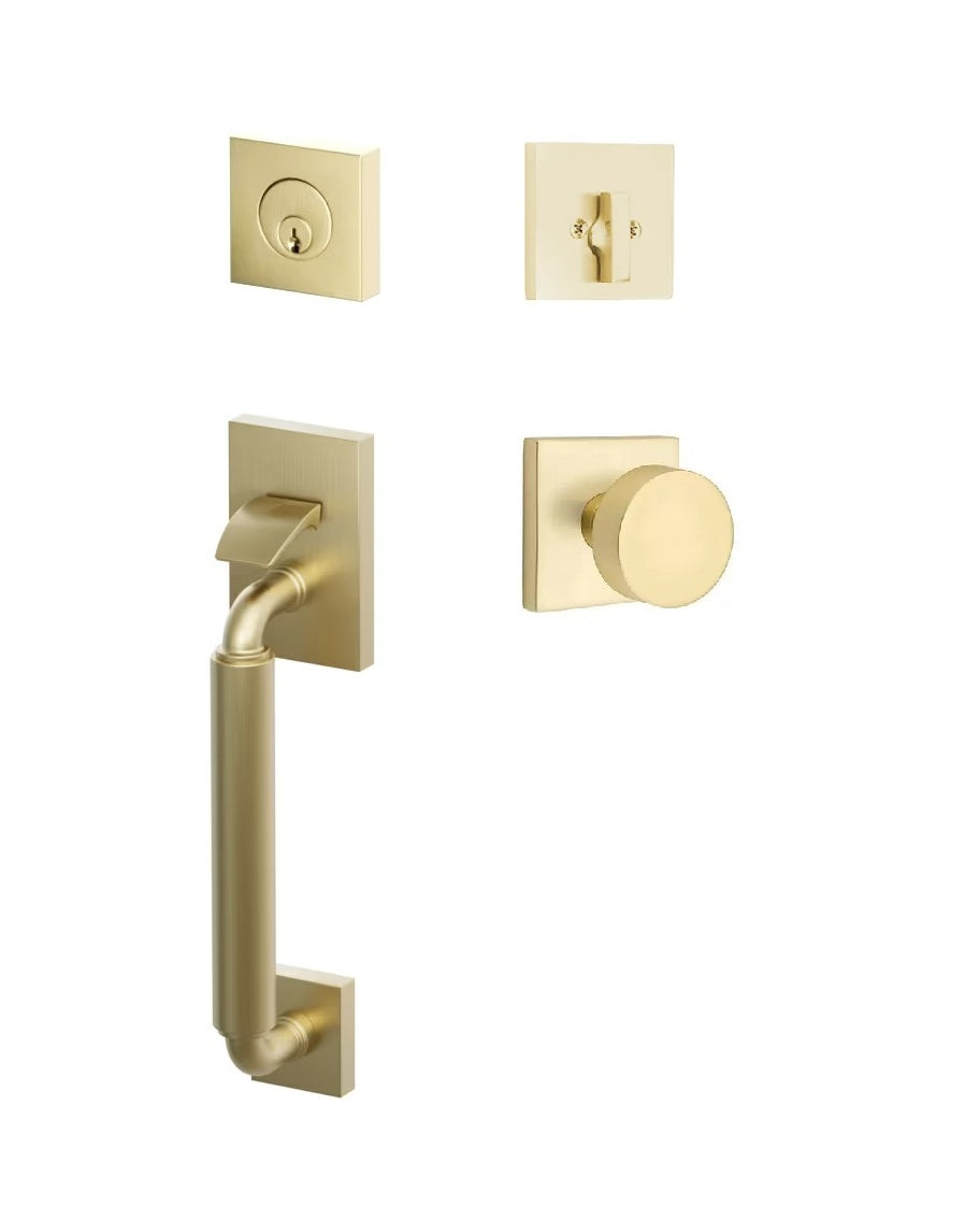 Emtek SELECT R-Bar Stem, Smooth Grip Sectional Tubular Entry Set with Round Knob