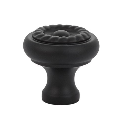 The Emtek Brass Rope Cabinet Knob in Flat Black finish.