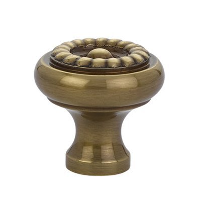 The Emtek Brass Rope Cabinet Knob in French Antique finish.