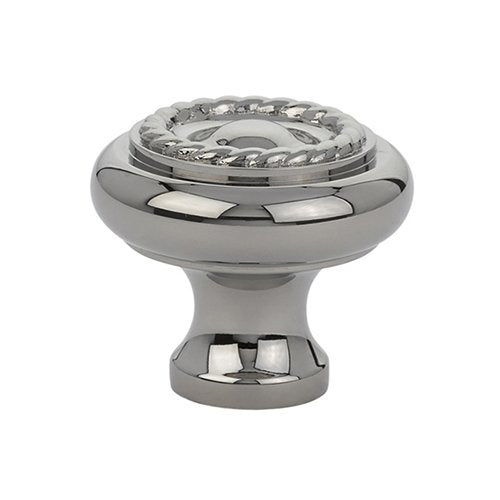 The Emtek Brass Rope Cabinet Knob in Lifetime Polished Nickel finish.