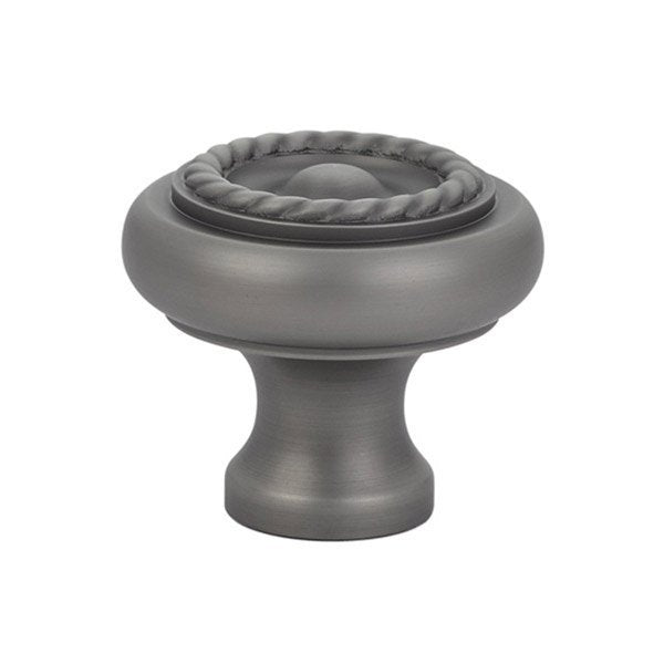 The Emtek Brass Rope Cabinet Knob in Pewter finish.