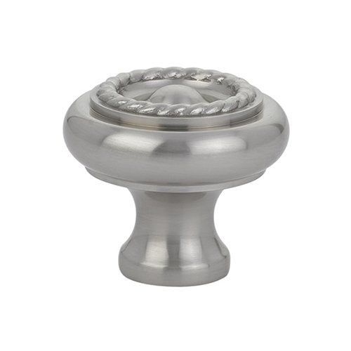 The Emtek Brass Rope Cabinet Knob in Satin Nickel finish.