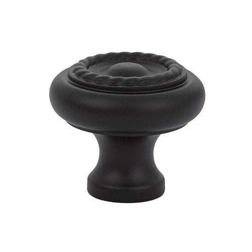 The Emtek Brass Rope Cabinet Knob in Flat Black finish.