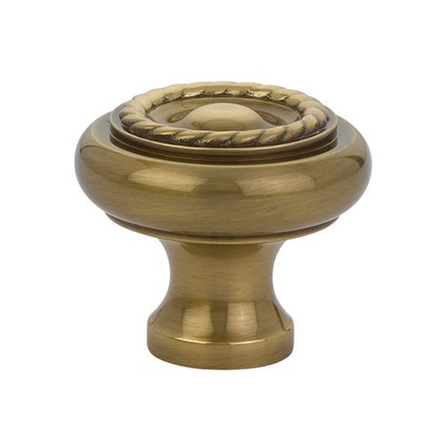 The Emtek Brass Rope Cabinet Knob in French Antique finish.