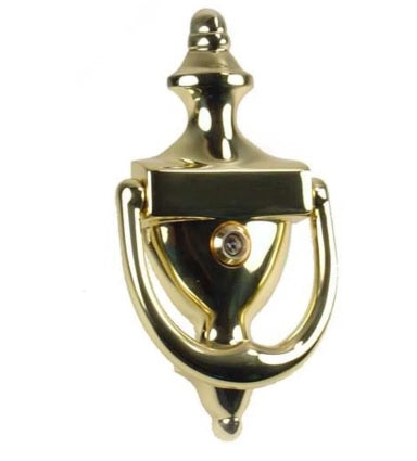 Baldwin Estate 0103 Colonial Door Knocker with Observascope in Lifetime Polished Brass finish