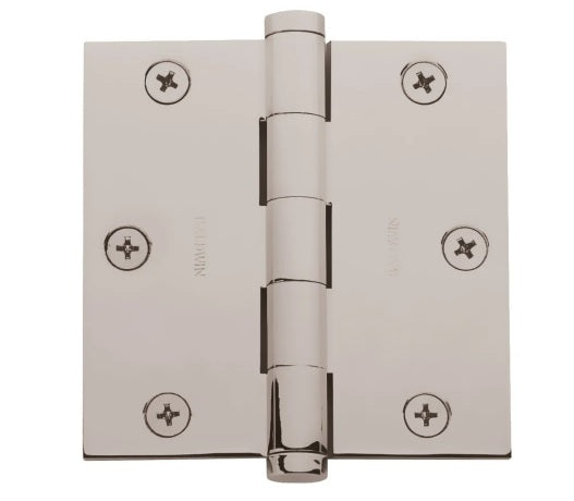 Baldwin Estate 1035 3.5" Square Corner Hinge in Lifetime Polished Nickel finish