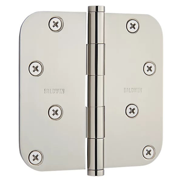 Baldwin Estate 1140 5/8" Radius Corner Hinge in Lifetime Polished Nickel finish