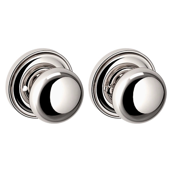 Baldwin Estate 5000 Privacy Knob with 5048 Rose in Lifetime Polished Nickel finish