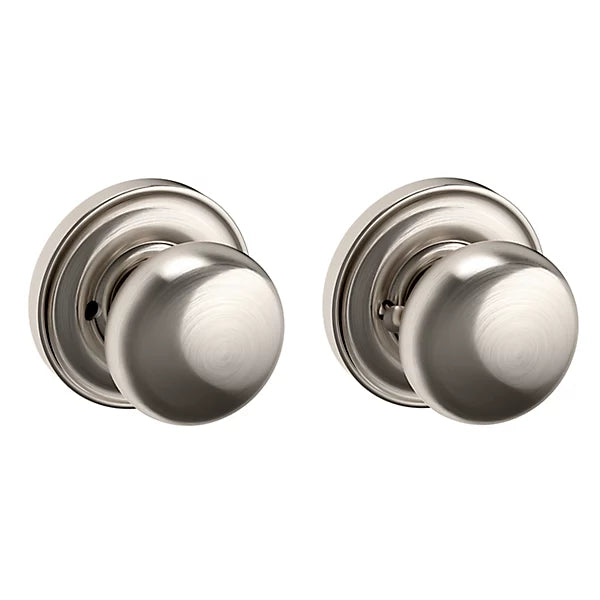 Baldwin Estate 5000 Privacy Knob with 5048 Rose in Lifetime Satin Nickel finish