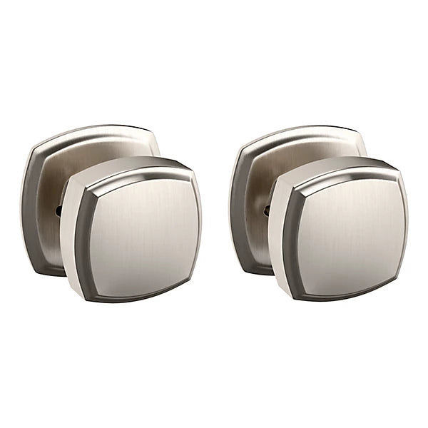 Baldwin Estate 5011 Privacy Knob with 5058 Rose in Lifetime Satin Nickel finish