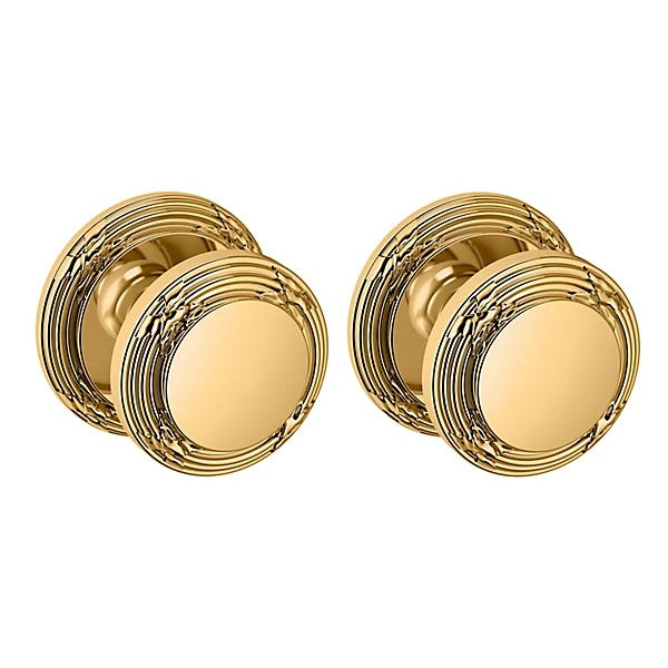 Baldwin Estate 5013 Passage Knob with 5021 Rose in Unlacquered Brass finish