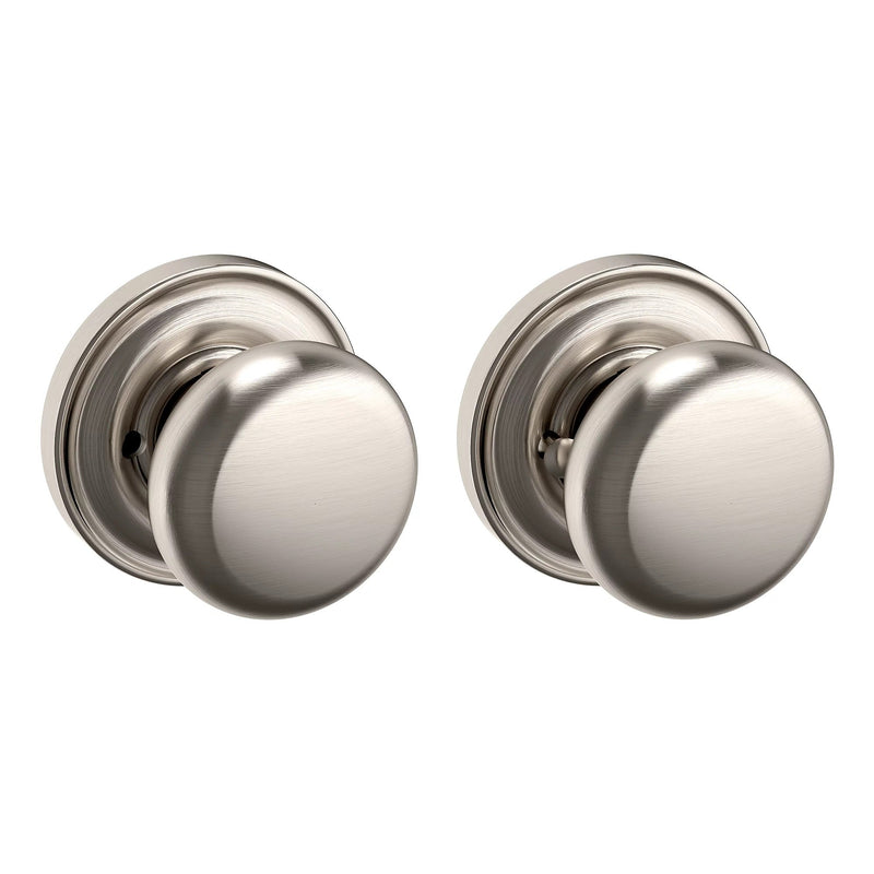 Baldwin Estate 5015 Privacy Knob with 5048 Rose in Lifetime Satin Nickel finish