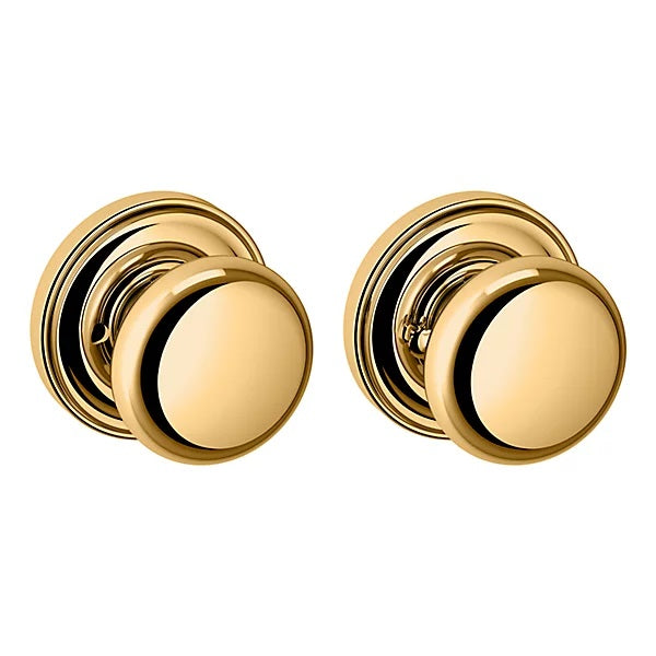 Baldwin Estate 5015 Privacy Knob with 5048 Rose in Unlacquered Brass finish