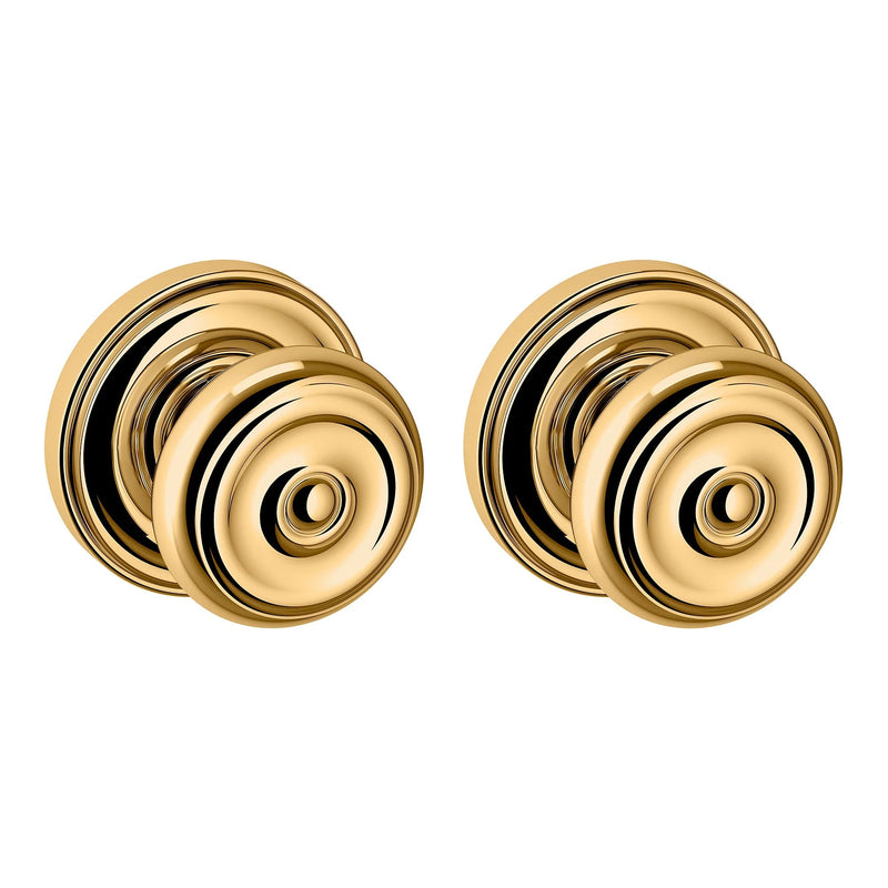 Baldwin Estate 5020 Full Dummy Knob with 5048 Rose in Lifetime Polished Brass finish