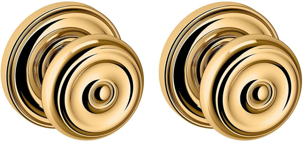 Baldwin Estate 5020 Full Dummy Knob with 5048 Rosette in Lifetime Polished Brass finish