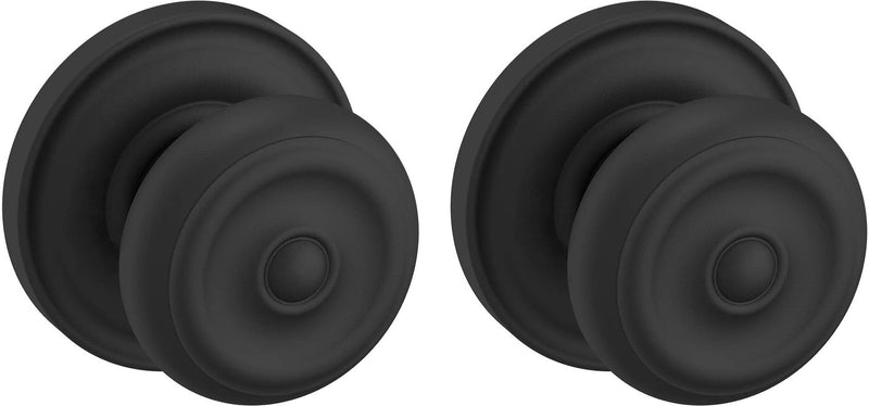 Baldwin Estate 5020 Passage Knob with 5048 Rosette in Satin Black finish