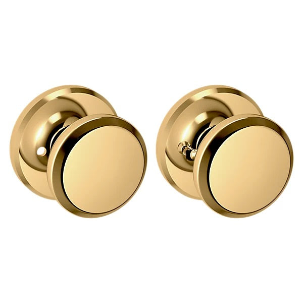 Baldwin Estate 5023 Privacy Knob with R016 Rose in Unlacquered Brass finish