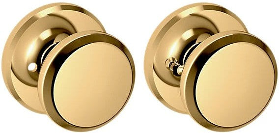 Baldwin Estate 5023 Privacy Knob with R016 Rosette in Lifetime Polished Brass finish