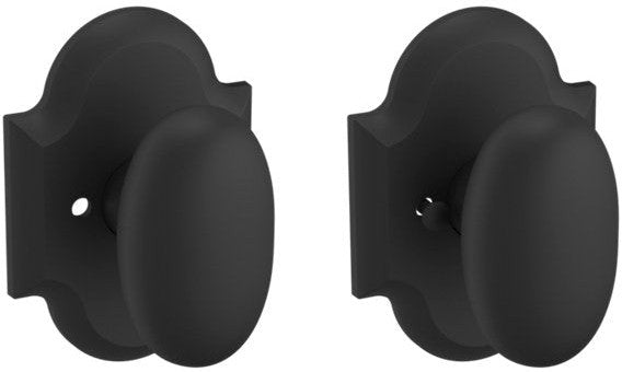 Baldwin Estate 5024 Privacy Knob with R030 Rosette in Satin Black finish