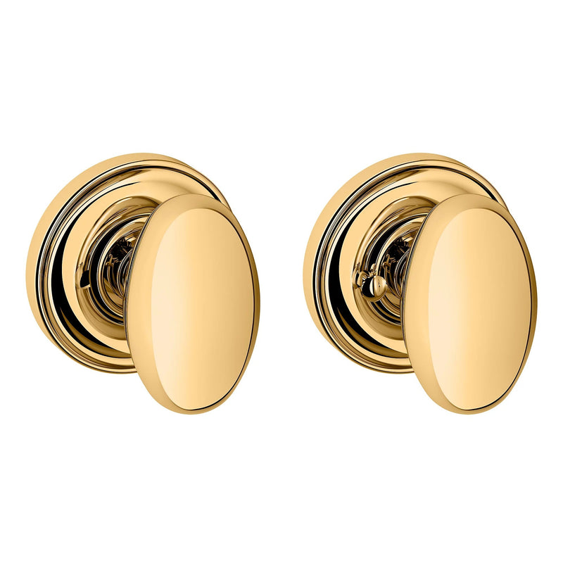 Baldwin Estate 5025 Privacy Knob with 5048 Rose in Lifetime Polished Brass finish