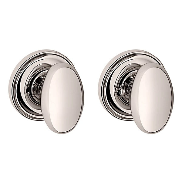 Baldwin Estate 5025 Privacy Knob with 5048 Rose in Lifetime Polished Nickel finish