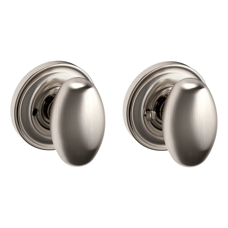 Baldwin Estate 5025 Privacy Knob with 5048 Rose in Lifetime Satin Nickel finish