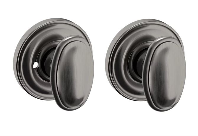 Baldwin Estate 5057 Privacy Knob with 5048 Rose in Graphite Nickel finish