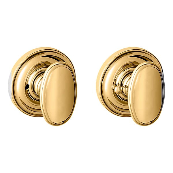 Baldwin Estate 5057 Privacy Knob with 5048 Rose in Lifetime Polished Brass finish