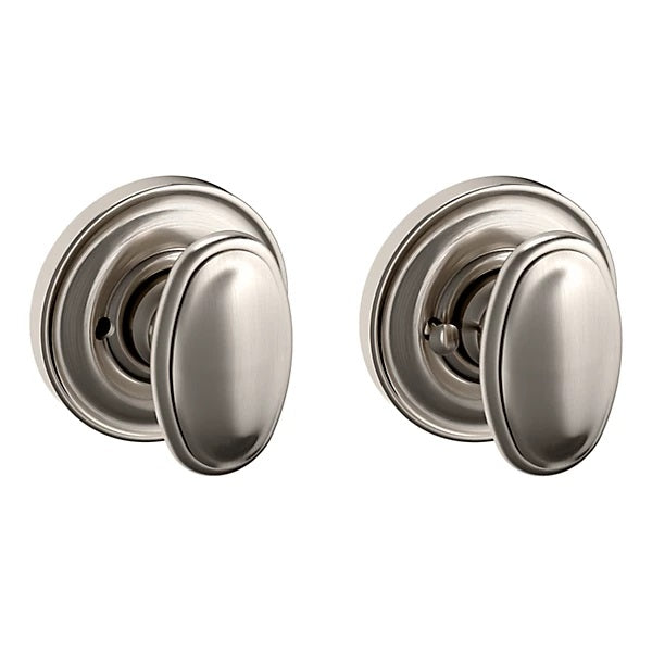 Baldwin Estate 5057 Privacy Knob with 5048 Rose in Lifetime Satin Nickel finish